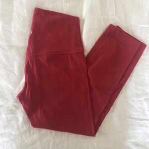 Pink Lululemon Wunder Under 25” Crop Leggings